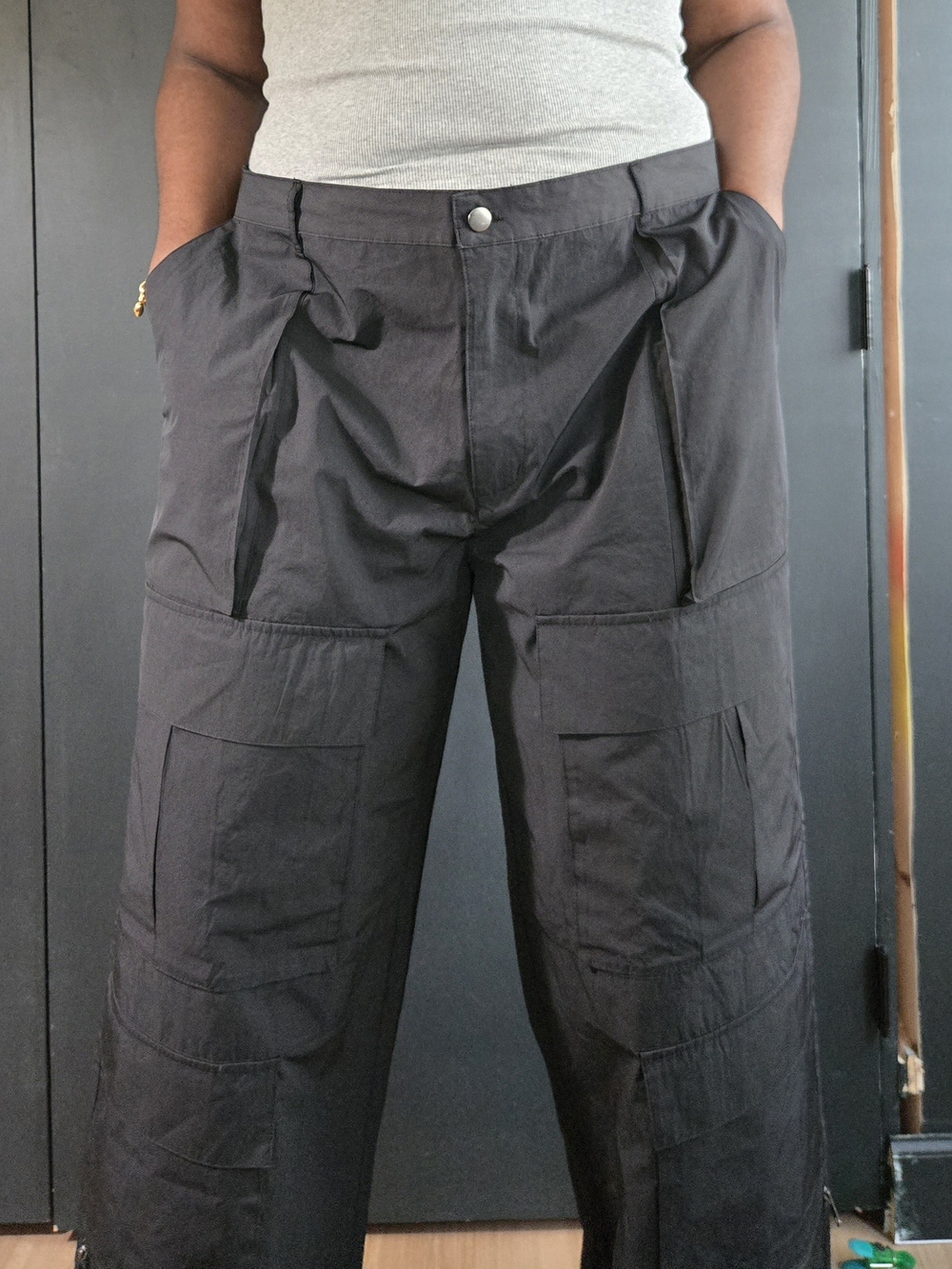 khy | cargo pants | wide leg | black | size: us xl - Picture 2 of 7